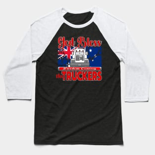 GOD BLESS THE TRUCKERS - TRUCKERS FOR FREEDOM - THANK YOU TRUCKERS - AUSTRALIAN FLAG - CANBERRA RED LETTERS GRAPHIC Baseball T-Shirt